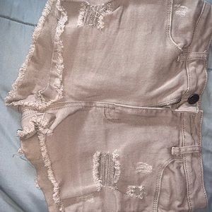 Tan denim shorts